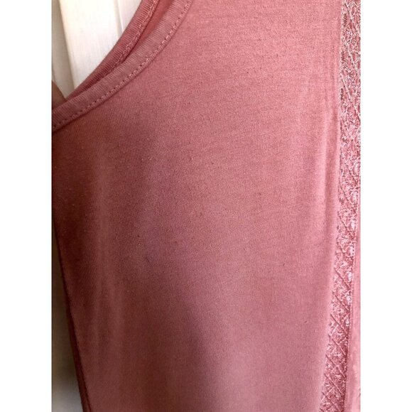 Adrianna Papell Embroidered Sharkbite Top Rose Pink Womens Medium Flowy Career - Picture 7 of 7